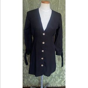 ASOS button down tie sleeves black dress SIZE 6